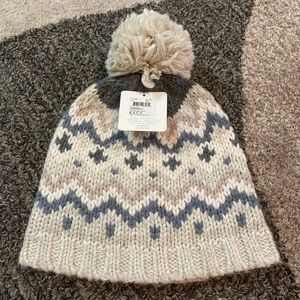 Lemon Fair Isle winter hat with pom